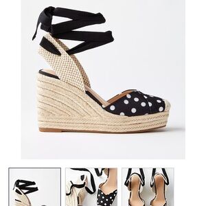 WNS The Loft Polka Dotted Lace Up Espadrille Wedge Sandals Size 8.5